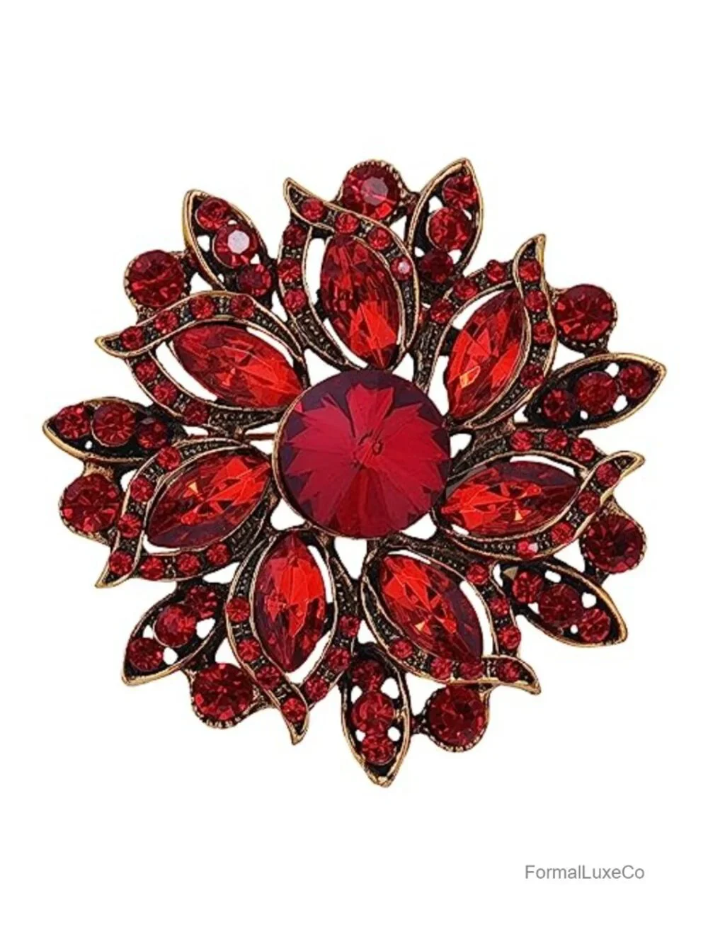 Vintage Crystal Flower Brooch Pin for Women Wedding Elegant Jewelry